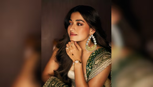 Rashmika Mandanna channels modern royalty in ivory and green sharara